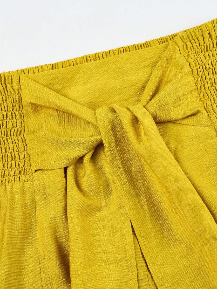 Summer Beach One-Shoulder Crop Top & Wide Leg Pants Set