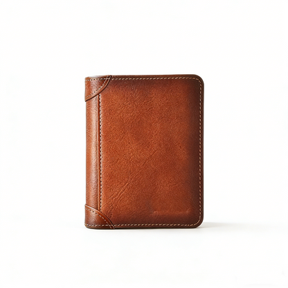 Genuine Top Grain Leather RFID Blocking Trifold Wallet for Men - 11 Slots