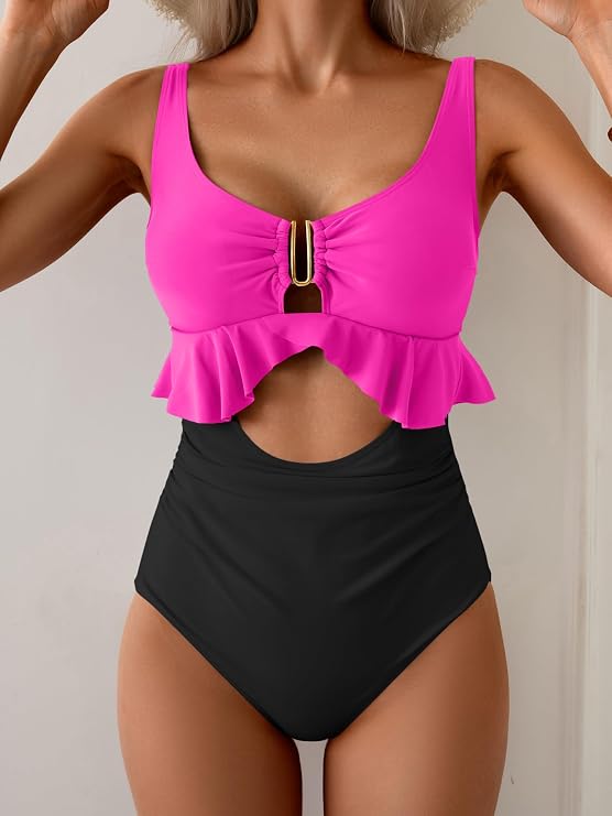 Tummy Control Ruffled Bathing Suit