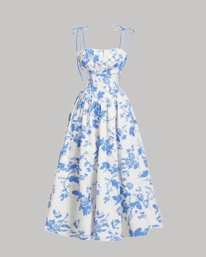 Floral Tie-Shoulder Cami Dress – Summer Sleeveless Sundress