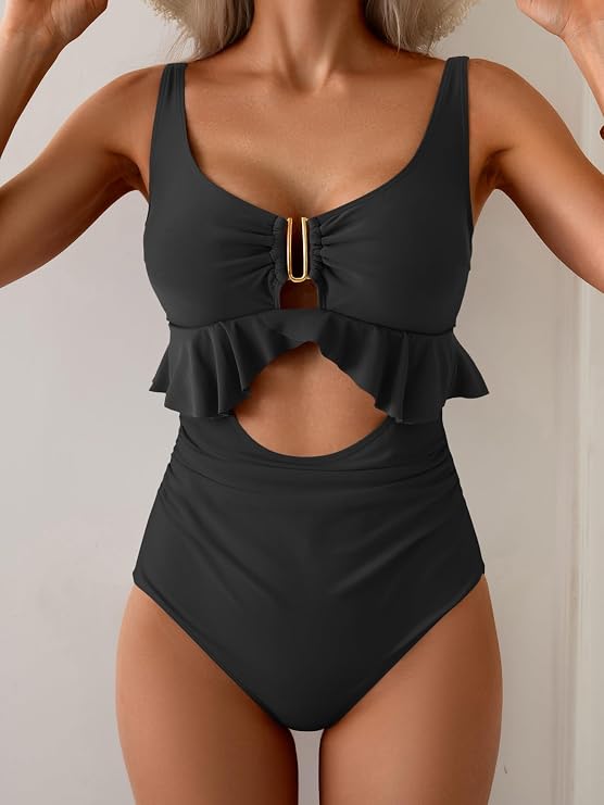 Tummy Control Ruffled Bathing Suit
