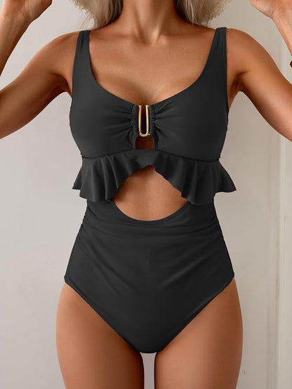 Tummy Control Ruffled Bathing Suit