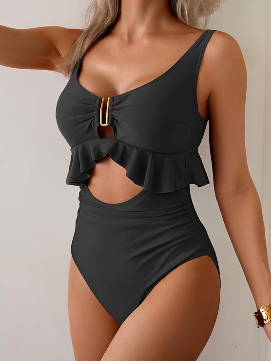 Tummy Control Ruffled Bathing Suit