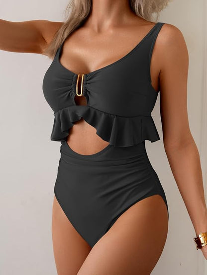 Tummy Control Ruffled Bathing Suit