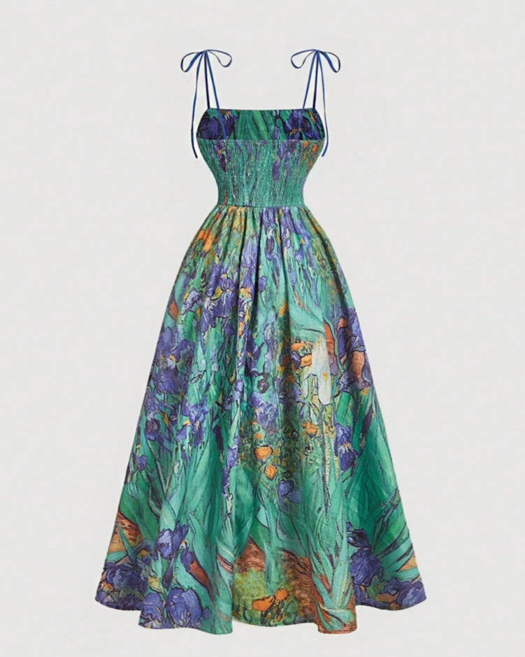 Floral Tie-Shoulder Cami Dress – Summer Sleeveless Sundress