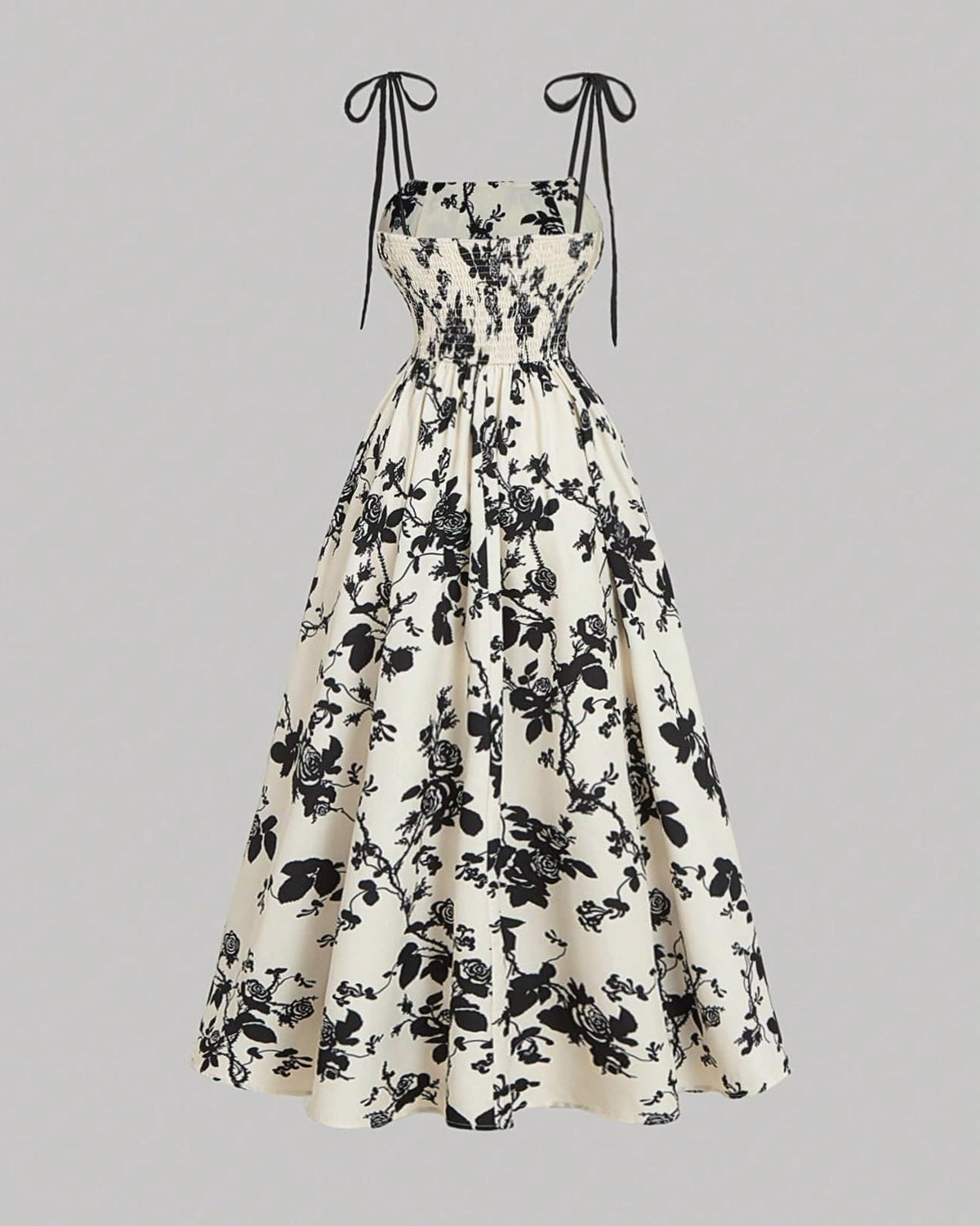 Floral Tie-Shoulder Cami Dress – Summer Sleeveless Sundress