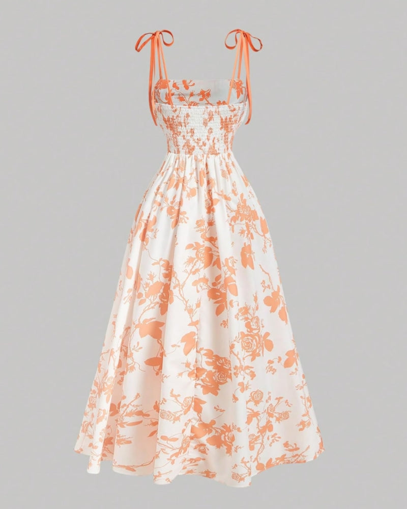 Floral Tie-Shoulder Cami Dress – Summer Sleeveless Sundress