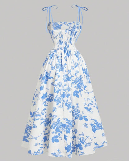 Floral Tie-Shoulder Cami Dress – Summer Sleeveless Sundress