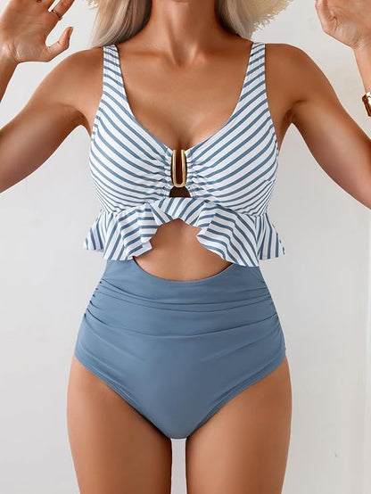 Tummy Control Ruffled Bathing Suit