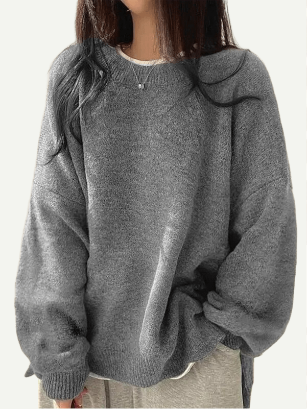 Women's Drop Shoulder Split Hem Sweater