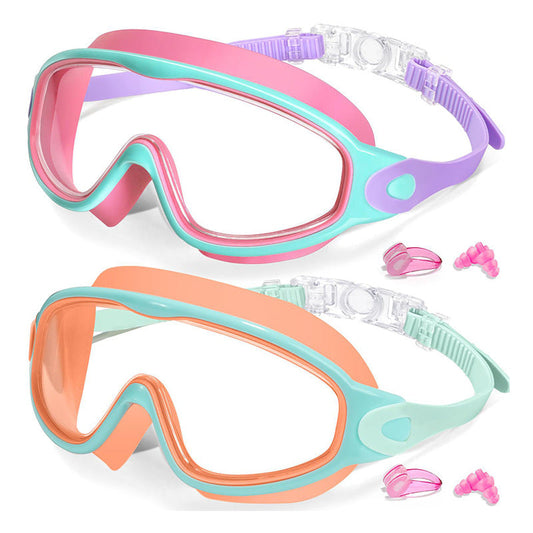 2-Pack Kids Swim Goggles 3-15+ – UV Anti-Fog HD, Earplugs & Nose Clip