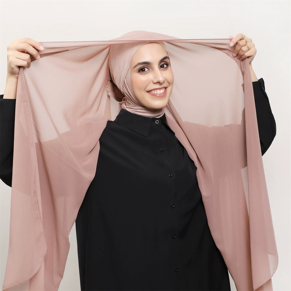 Instant Chiffon Hijab 3-in-1 Magnetic Set – Undercap & Wrap, Ready to Wear
