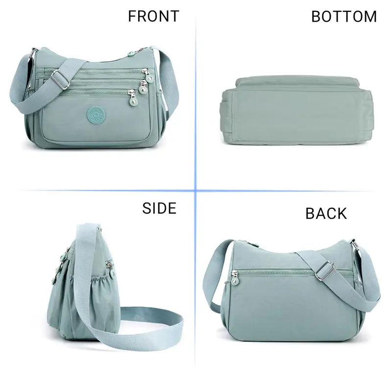 Anti-Theft Nylon Crossbody Bag for Women – Lightweight Multi-Pocket Everyday Shoulder Bag