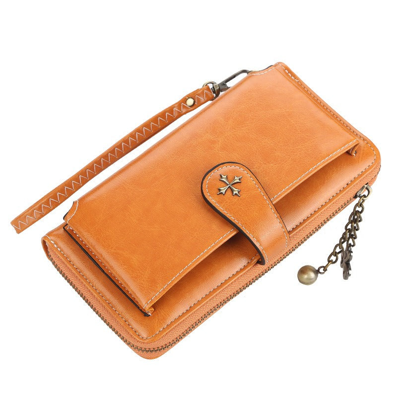 Vintage Goth Mini Leather Wallet for Women – Zip Bifold Coin Purse