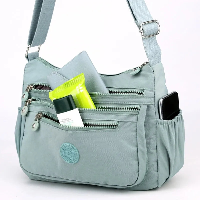 Anti-Theft Nylon Crossbody Bag for Women – Lightweight Multi-Pocket Everyday Shoulder Bag