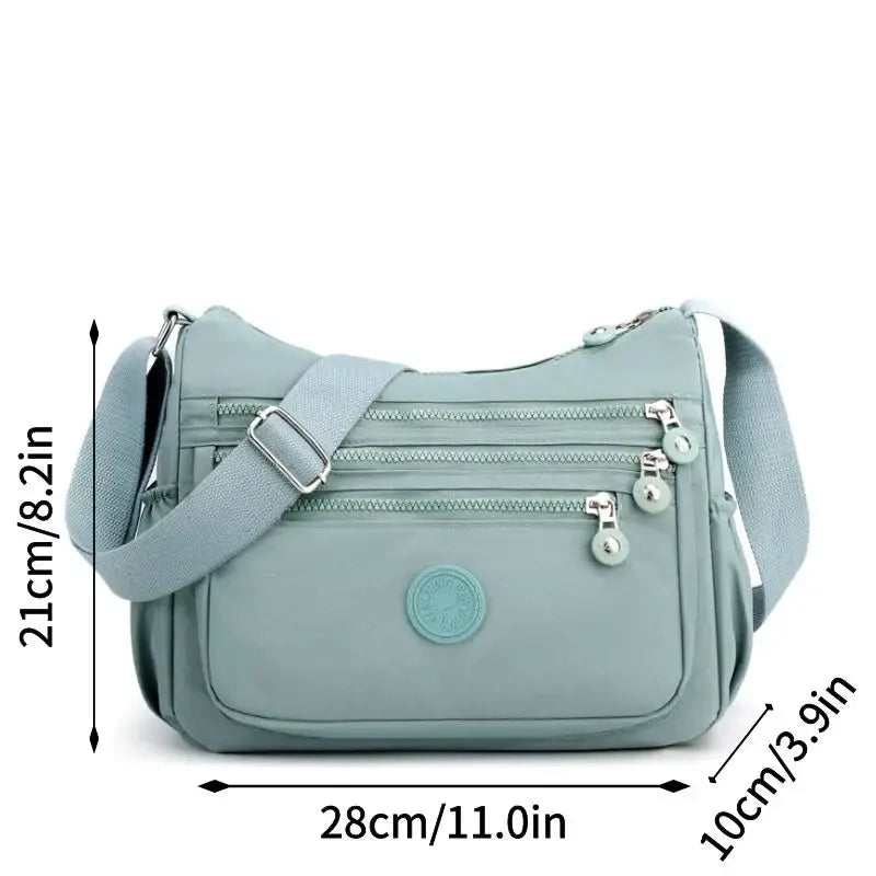 Anti-Theft Nylon Crossbody Bag for Women – Lightweight Multi-Pocket Everyday Shoulder Bag