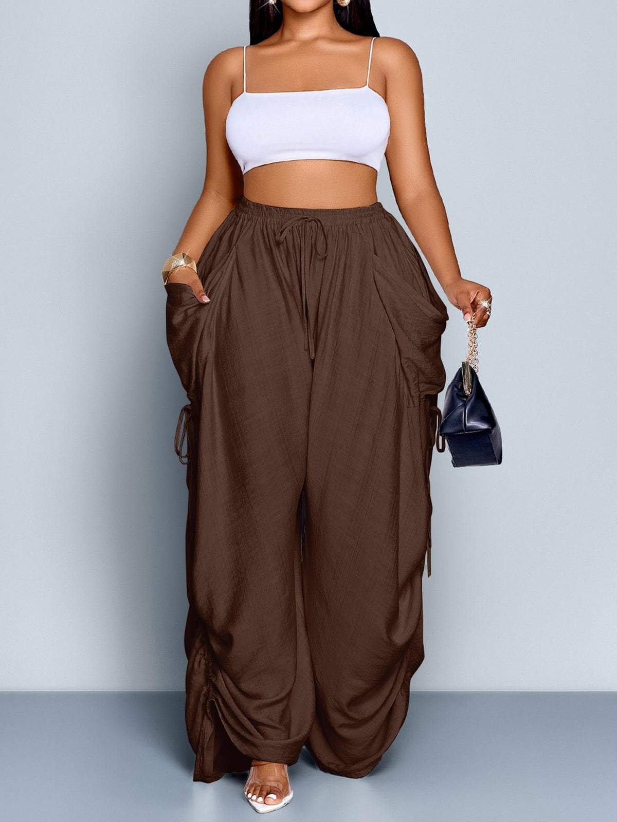 Women’s Loose Wide Leg Pants – Drawstring, All-Season Comfort