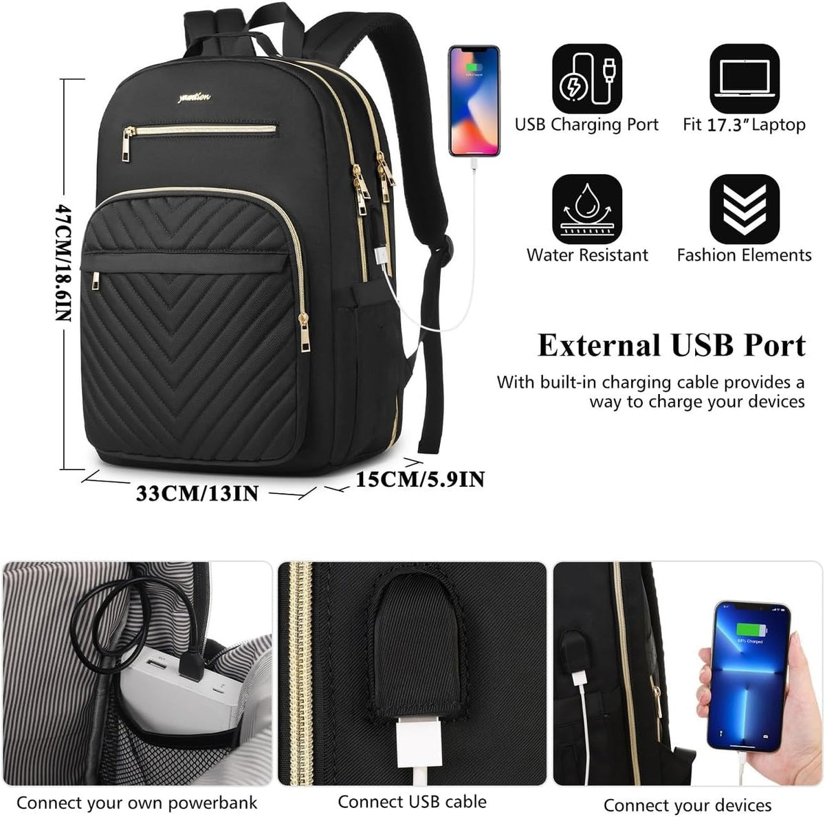 The V Laptop Backpack — Where Power Meets Elegance ⚡