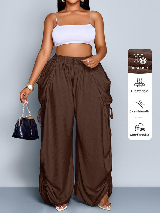 Women’s Loose Wide Leg Pants – Drawstring, All-Season Comfort