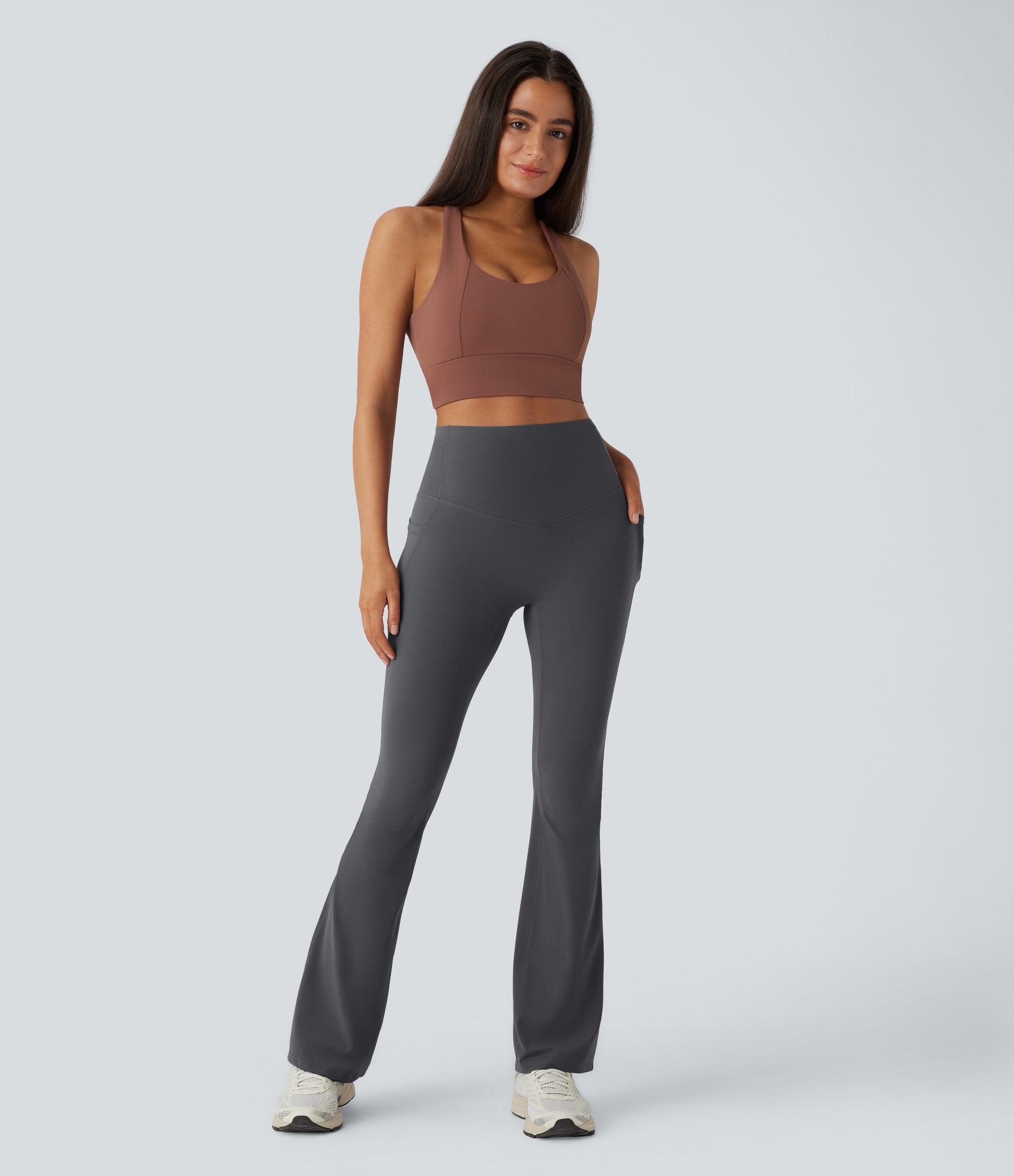UltraSculpt™ SoCinched High Waisted Tummy Control Side Pocket Shaping Yoga Bootcut Leggings