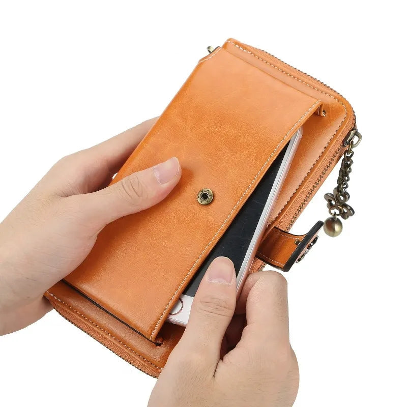 Vintage Goth Mini Leather Wallet for Women – Zip Bifold Coin Purse