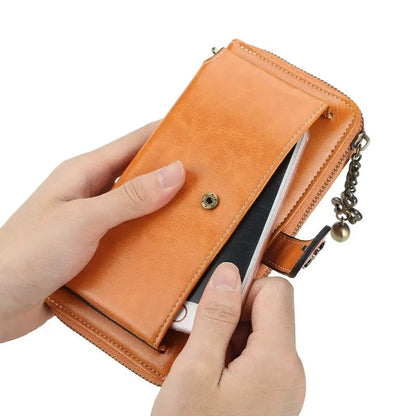 Vintage Goth Mini Leather Wallet for Women – Zip Bifold Coin Purse