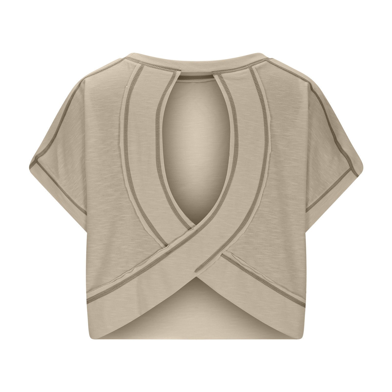 ⛱Women's Open Back Crop Top - Oversized Stretch Tee for Yoga & Street