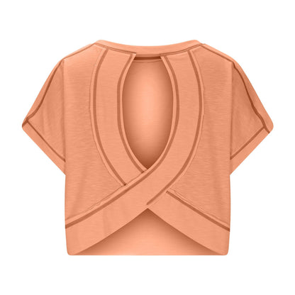 ⛱Women's Open Back Crop Top - Oversized Stretch Tee for Yoga & Street