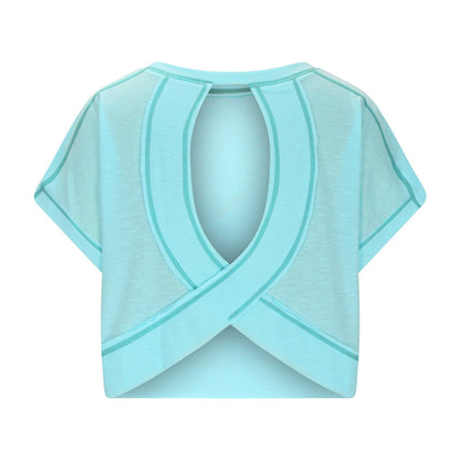 ⛱Women's Open Back Crop Top - Oversized Stretch Tee for Yoga & Street
