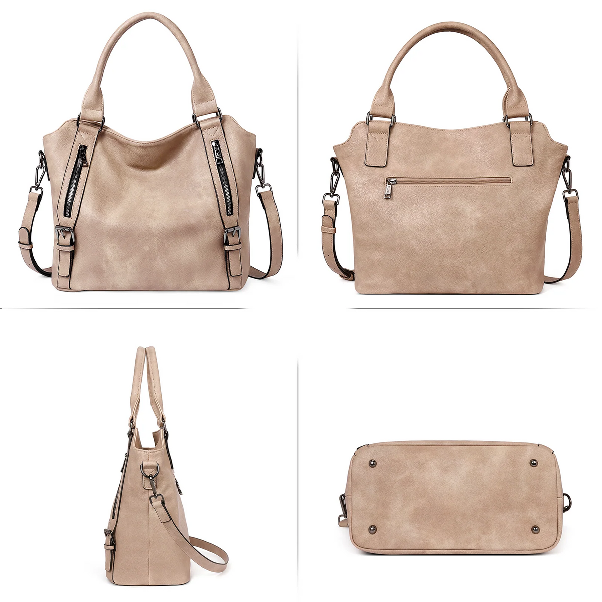 Large Soft Leather Hobo Tote Bag with Adjustable Shoulder Strap for Women