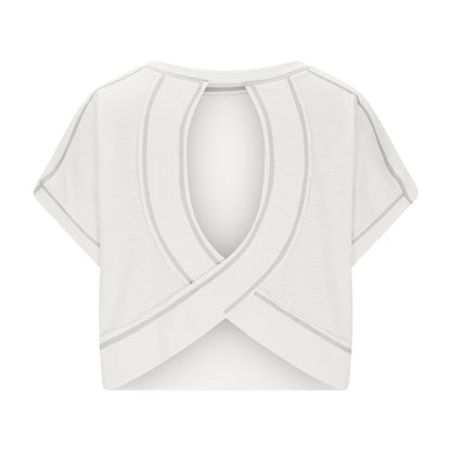 ⛱Women's Open Back Crop Top - Oversized Stretch Tee for Yoga & Street