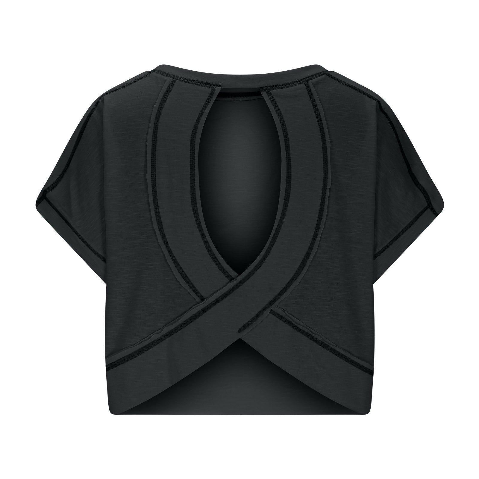 ⛱Women's Open Back Crop Top - Oversized Stretch Tee for Yoga & Street