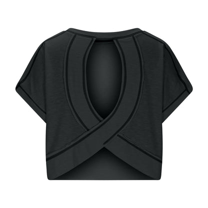 ⛱Women's Open Back Crop Top - Oversized Stretch Tee for Yoga & Street